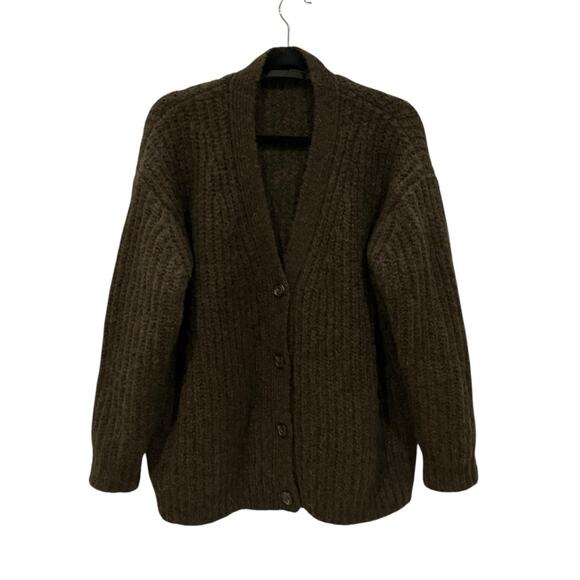 Jenni Kayne Cocoon Cardigan Cocoa Brown Oversized Ribbed Knit Button Sweater XXS - Picture 4 of 15